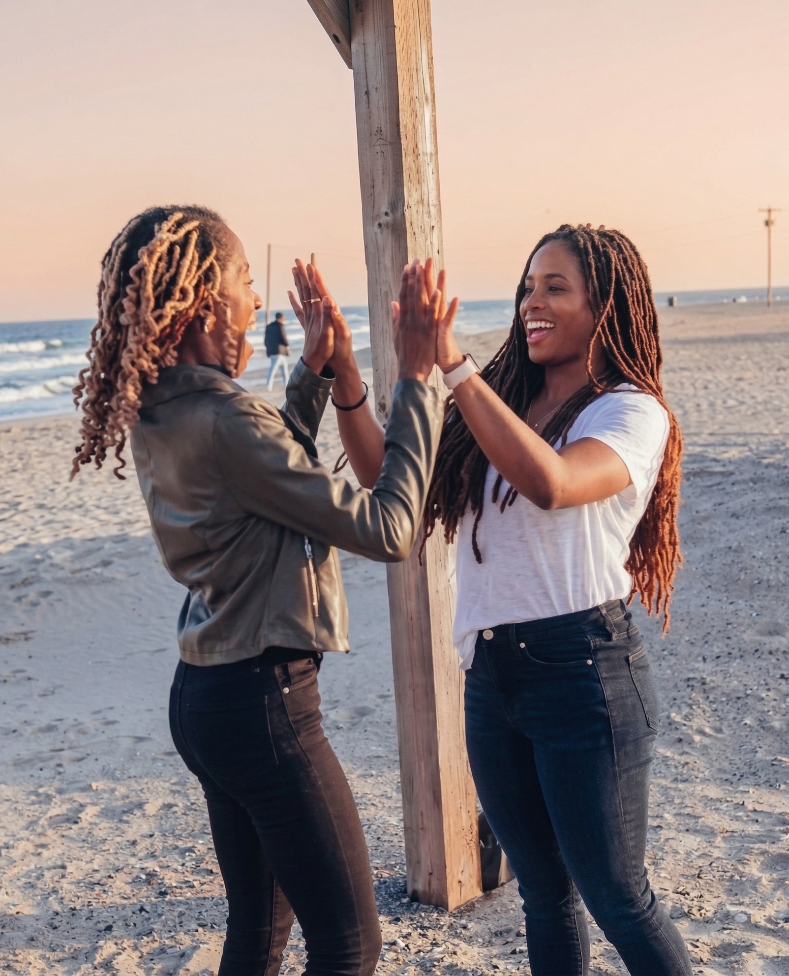 Two women smiling and connecting